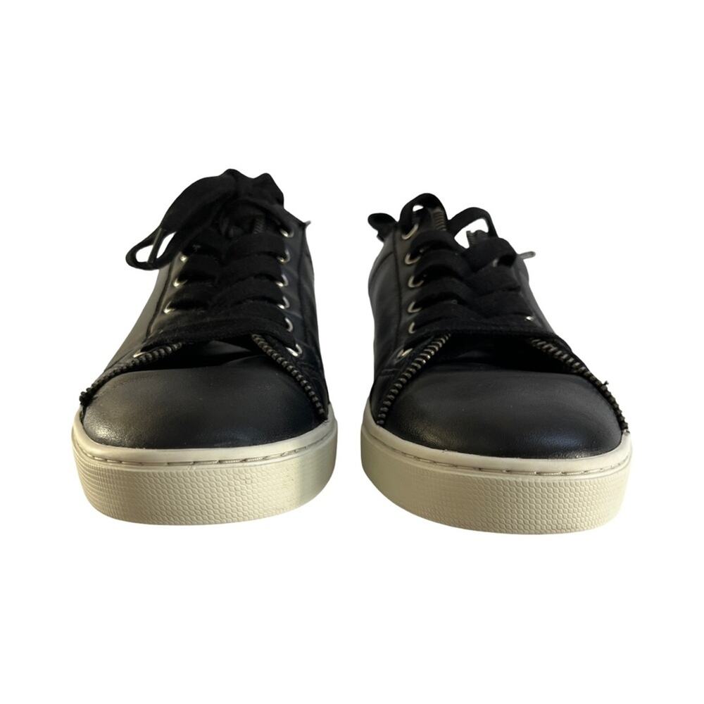 Frye And Co Sindy Moto Low Black Leather Zipper Detail Sneaker Women’s Size 8.5M - Picture 7 of 12